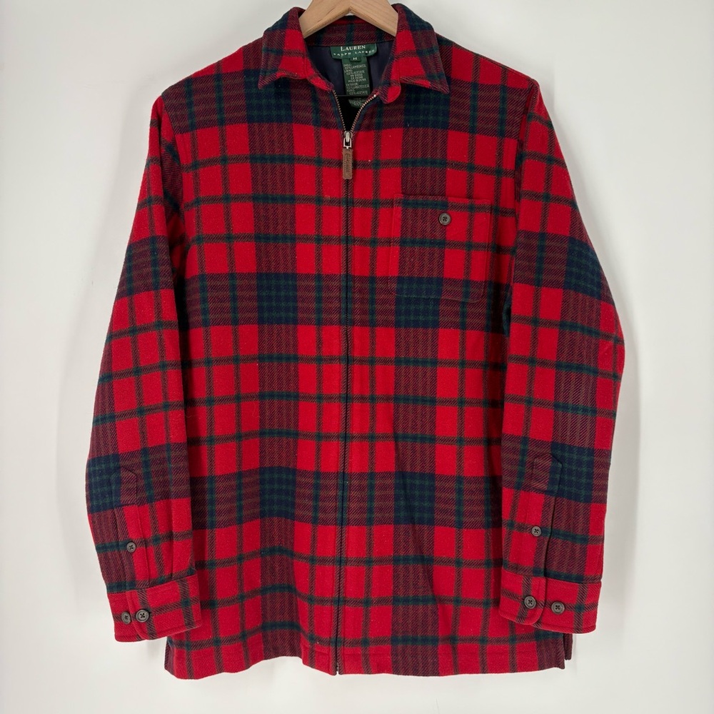 Lauren Ralph Lauren Women's Full Zip Plaid Lambswool Shirt Jacket